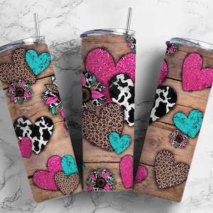 Western Heart 20oz Sublimation Tumbler Designs, Country Love 9.2 x 8.3” Straight Skinny Tumbler, Heart Tumbler PNG