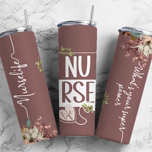 Nursing medical 20oz Sublimation Tumbler Designs, Nurse life 9.2 x 8.3” Straight Skinny Tumbler Wrap PNG