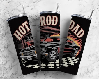 Sublimation PNG Hot Rod Dad Car Design 20oz Tumbler Wrap for Men - Digital Download