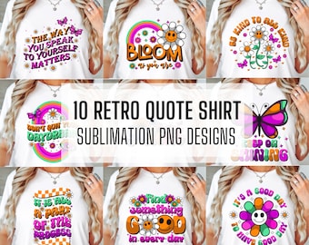 Paquete de 10 PNG con citas retro, megapaquete PNG, diseño de camiseta motivacional PNG, diseño de camiseta retro para mamá, descarga digital, diseño de sublimación