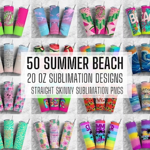50 Beach Summer Tumbler Wrap PNG Bundle , Straight Tumbler, Design Bundle, 20oz Straight Tumbler, Sunflower Tumbler Wrap, Digital Download