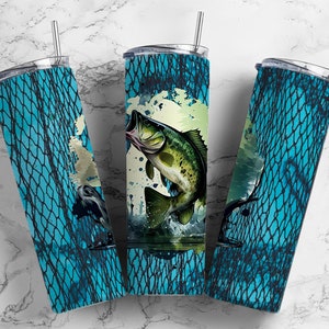 Splash Fish 20oz Sublimation Tumbler Designs, Fish Net 9.2 x 8.3”  Tumbler Png, Digital Download