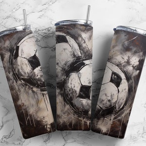 Soccer ball sport 20oz Sublimation Tumbler Designs, Paint splatter 9.2 x 8.3” Straight Skinny Tumbler Wrap PNG