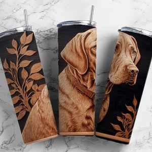 Labrador Dog 20oz Sublimation Tumbler Designs, 9.2 x 8.3” Straight Skinny Tumbler,  Engraved Wood Tumbler Wrap PNG