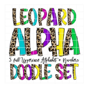Letras de garabatos divididos de leopardo, alfabeto de garabatos de leopardo a la mitad, alfabeto de garabatos completo, números en mayúsculas y minúsculas PNG