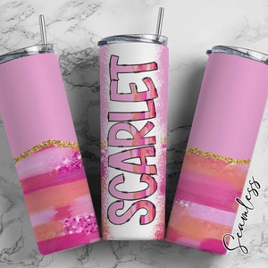 Copo de Ágata Rosa com Letras do Alfabeto Doodle Correspondentes PNG, Estético Adicione seu Próprio Nome Copo de 20oz, Conjunto Alfa PNG 73
