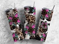 Sunflower Cow 20oz Sublimation Tumbler Designs, Western Leopard Print 9.2 x 8.3” Straight Skinny Tumbler Wrap PNG, Sublimation design product logo