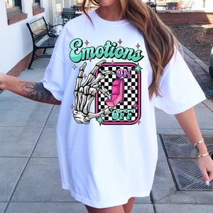 Emotions Switch Off T-shirt Png Design, Retro Hippy Sublimation, Skeleton Digital Download PNG File, Commercial Use