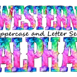 Alcohol ink Doodle Letters Western Alphabet, Colorful rainbow Alphabet PNG, Entire Doodle Alphabet Uppercase and Numbers PNG