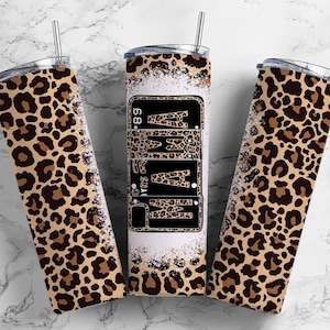 Classic Leopard Print 20oz Sublimation Tumbler Designs, Mama Number Plate 9.2 x 8.3” Straight Skinny Tumbler, Tumbler Wrap PNG