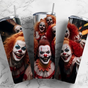 Evil Clowns Juggalo 20oz Sublimation Tumbler Designs, Horror 9.2 x 8.3” Straight Skinny Tumbler Wrap PNG, Digital Download