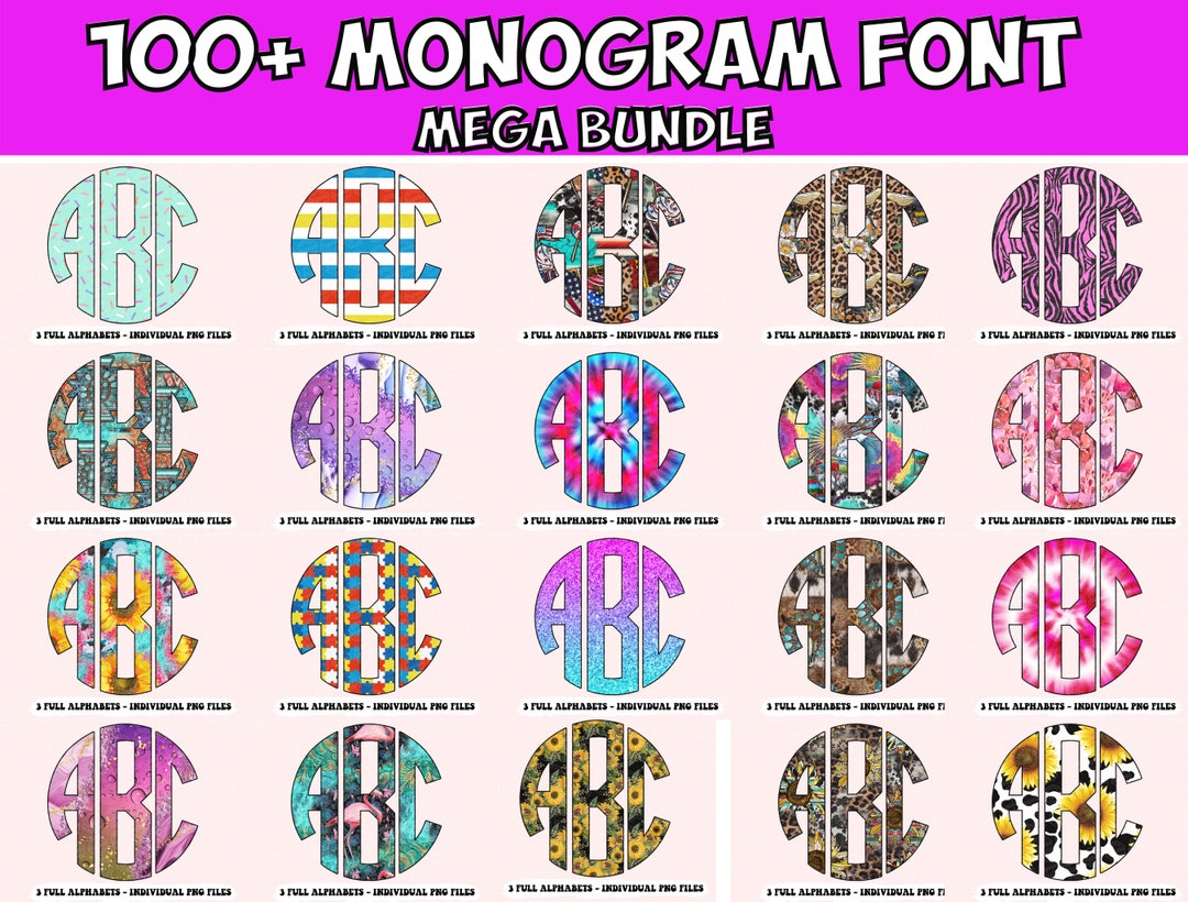 100+ MEGA BUNDLE, Monogram Alphabet, 3x Entire Alphabets per Design ...