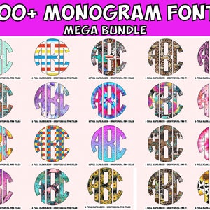 100+ MEGA BUNDLE, Monogram Alphabet, 3x Entire Alphabets per design, Individually Saved PNG, pack, Sublimation letters