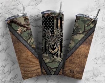 Camo Deer Jagd 20 Unzen Sublimationsbecher Designs, Woodgrain Man 9,2 x 8,3 ”gerade dünne Tumbler Wrap PNG 96