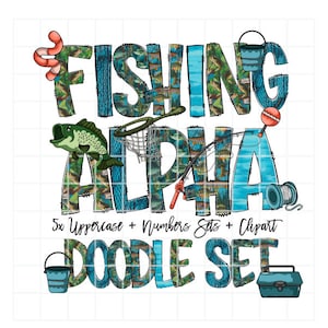 Letras de Doodle de Pesca, Alfabeto de Pesca, Alfabeto PNG, Alfabeto Doodle Inteiro Maiúsculas Minúsculas Números PNG, Para Homens, Clip art de Pesca