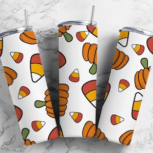 Candy Corn Fall 20oz Sublimation Tumbler Designs, Seasonal 9.2 x 8.3” Straight Skinny Tumbler, Tumbler Wrap PNG
