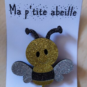 Broche en feutrine pailletée animal Abeille