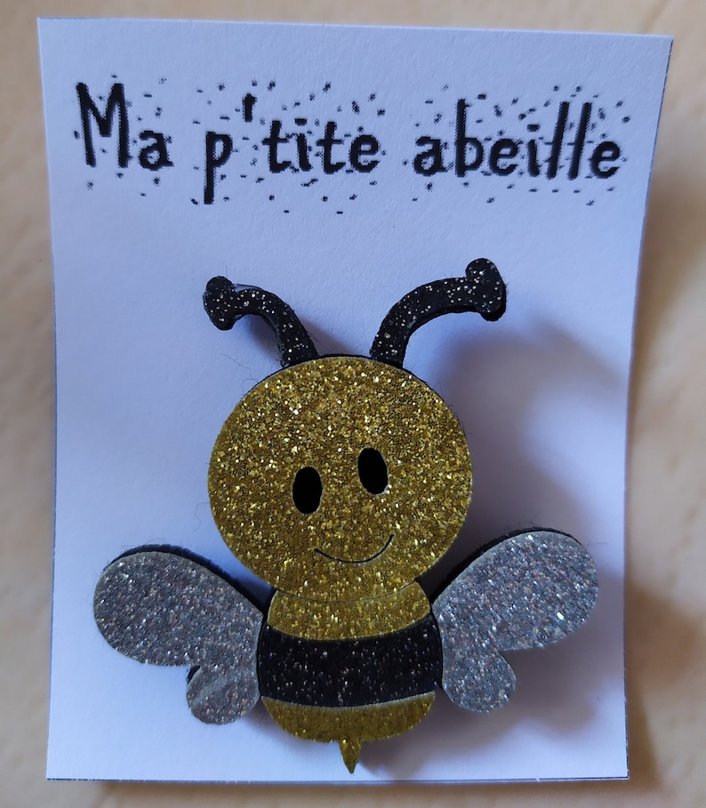 Broche en feutrine pailletée animal Abeille