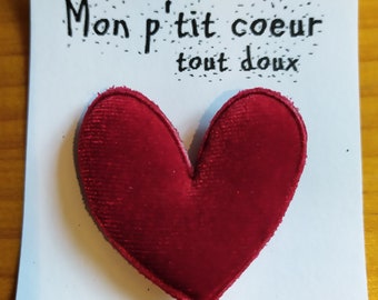 Broche mon p'tit coeur tout doux rouge