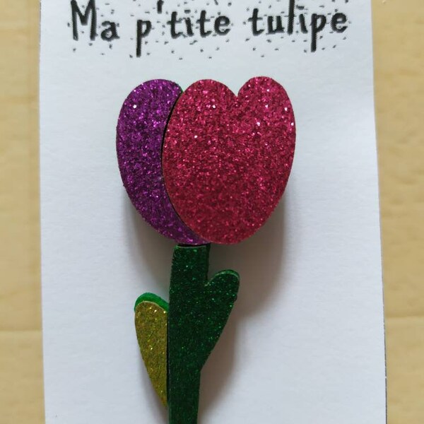 Broche en feutrine paillétée tulipe