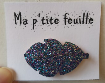 Broche Ma p'tite feuille bleue