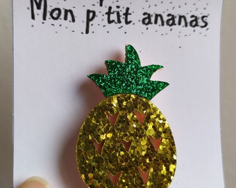 Broche de fieltro con purpurina de piña