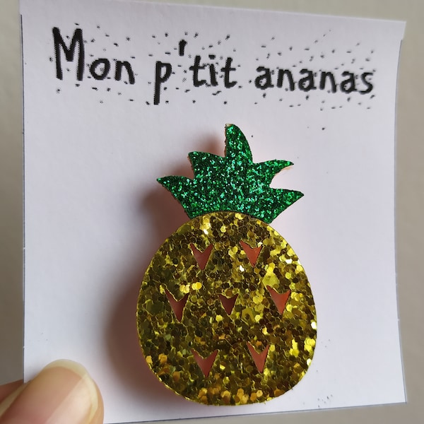 Broche en feutrine pailletée ananas