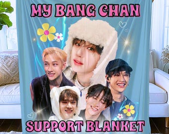 Bang Chan Support Blanket, Microfiber Throw for Skz Fans, Kpop Birthday Gift, Cute Home Decor, SKZ Stay, SKZOO Merch, Stray Kids Concert
