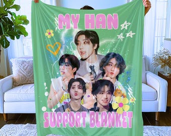 Han Jisung Stray Kids Support Blanket, Microfiber Throw for Skz Fans, Kpop Birthday Gift, Cute Home Decor, SKZOO Merch, Stray Kids Concert