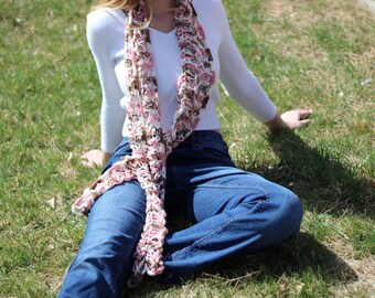 Woman's Crochet Scarf Long, Scarf pink, accent scarf