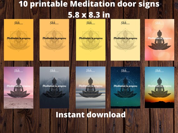 Set of 10 Meditation Printable Door Signsnamaste Printable - Etsy