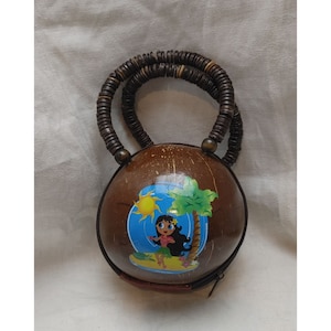 KC Hawaii “Hula Girl” Coco Purse Coconut Shell Handbag