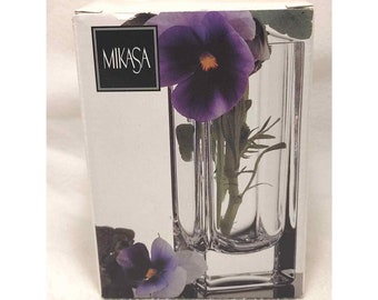 Mikasa Brookside Tall Square Crystal Vase New in Box