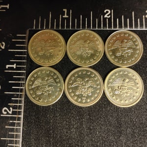 Vintage Gold-Tone Eagle &quot;No Cash Value&quot; Arcade Token Coin 6pcs