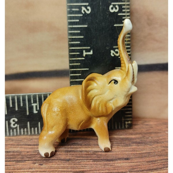 Vintage Miniature Bone China Handpainted Elephant Figure Statue 2.5" Tall