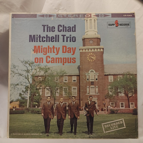 Vintage LP Vinyl Record The Chad Mitchell Trio Mighty Day On Campus LIVE KS3262
