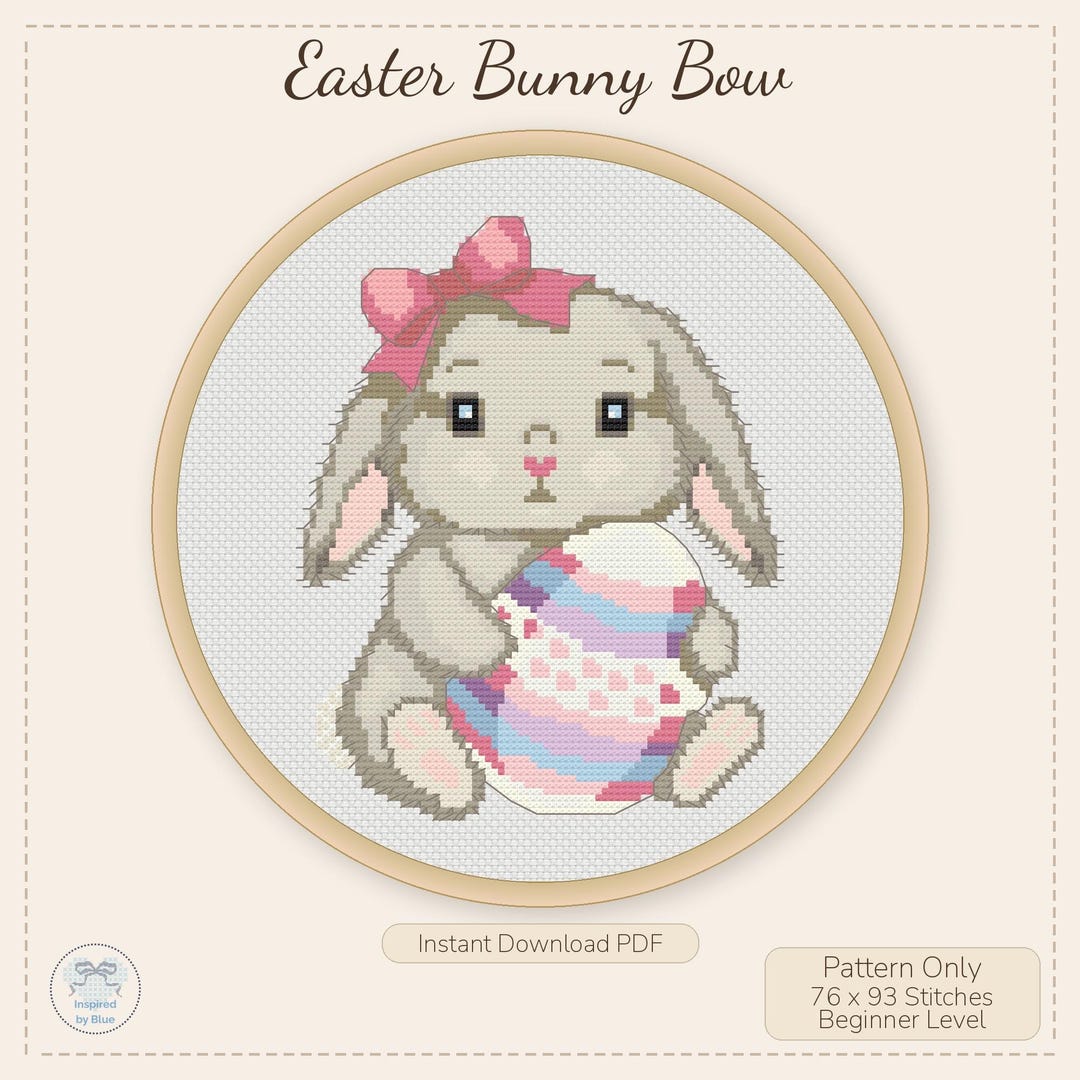 Easter Bunny Cross Stitch Pattern | Pastel Egg Nursery Decor (PDF ...