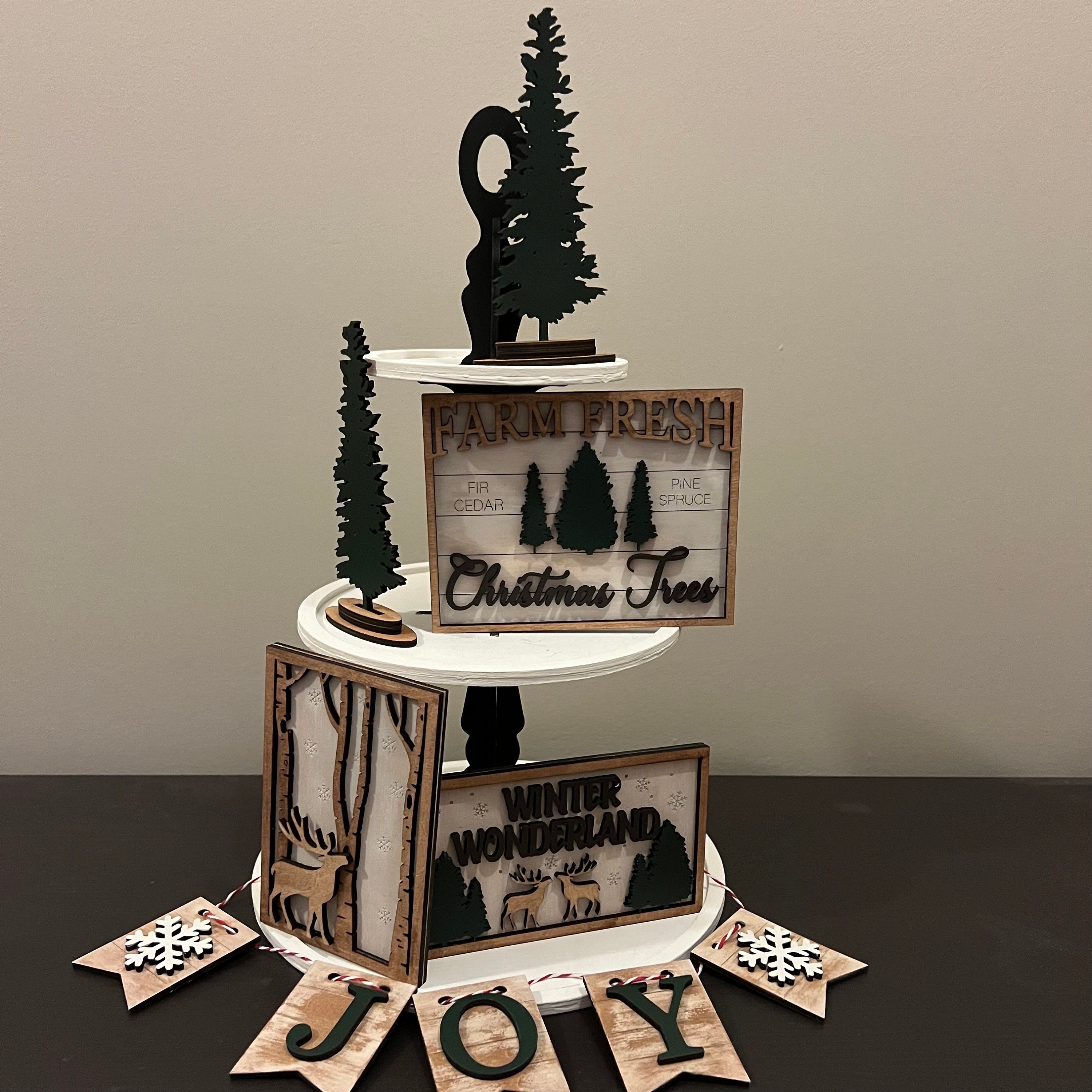 Tiered Tray Decor Blanks Pack - Christmas Tree Theme