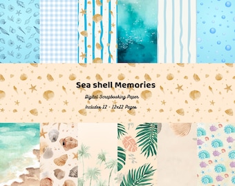 Strand Digital Paper Pack - Hintergründe mit altem Küstenmuster | 12x12 JPG Sofortdownload