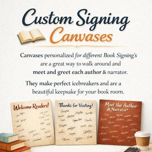 Bookshelf custom Signing Canvas made to order for your upcoming event…once you place your order, please message me your ideas!