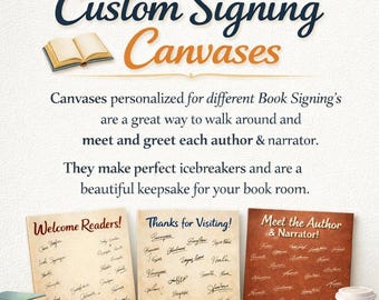 Bookshelf custom Signing Canvas made to order for your upcoming event…once you place your order, please message me your ideas!