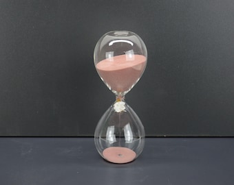 Glass hourglass - Vintage hourglass - Glass hourglass with black sand - Hourglass 30 minutes - Glass souvenir clock