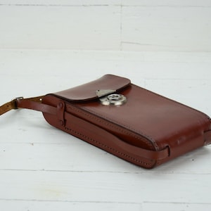 sac à main vintage pour homme en cuir véritable - sac en cuir marron foncé - sac à main rétro pour homme - sac de soirée - sac fait main - vieux sac - sac pour homme