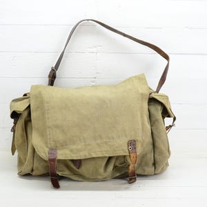 Sac en toile militaire vert - Sac en toile de l'armée soviétique - Ancien sac messager - Cartable - Sac vert armée - Sac à dos - Idée cadeau