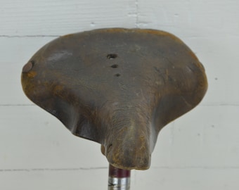 Old bicycle seat - Vintage bicycle saddle - Brown leather saddle - Bicycle accessories - Bike - Bike parts - Bike saddle
