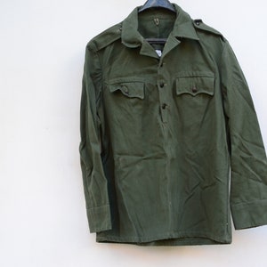 Old Military Green Canvas shirt - Canvas shirt - Bulgarian military shirt - Fishing shirt jacket - Green canvas jacket for hunting