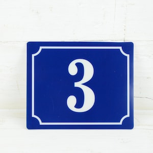 Vintage French blue house number - Door number 3 - Self- adhesive number 3 - Sign number 3 - Self - adhesive foil with number 3 - Number 3