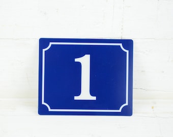 Vintage French blue house number - Door number 1 - Self- adhesive number 1 - Sign number 1 - Self - adhesive foil with number 1 - Number 1