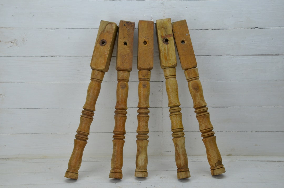 Set of 5 Wooden Table Legs Night Table Set of Table Legs Old Legs Vintage Mid Century Furniture