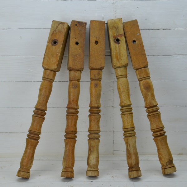 Set von 5 Tischbeinen aus Holz - Nachttisch - Set Tischbeine - Alte Beine - Vintage Mid Century Möbelbeine - Für Ihre kreative Kunst